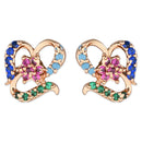 Etnico Valentine's Special Rose Gold Plated Glittering Crystal AD Stone Studs Earrings for Women & Girls (E3084)