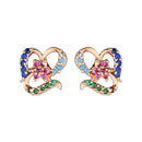 Etnico Valentine's Special Rose Gold Plated Glittering Crystal AD Stone Studs Earrings for Women & Girls (E3084)