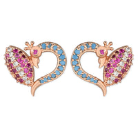 Etnico Valentine's Special Rose Gold Plated Glittering Crystal AD Stone Studs Earrings for Women & Girls (E3085)