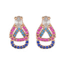 Etnico Valentine's Special Rose Gold Plated Glittering Crystal AD Stone Studs Earrings for Women & Girls (E3086)