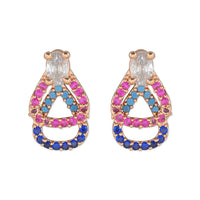 Etnico Valentine's Special Rose Gold Plated Glittering Crystal AD Stone Studs Earrings for Women & Girls (E3086)