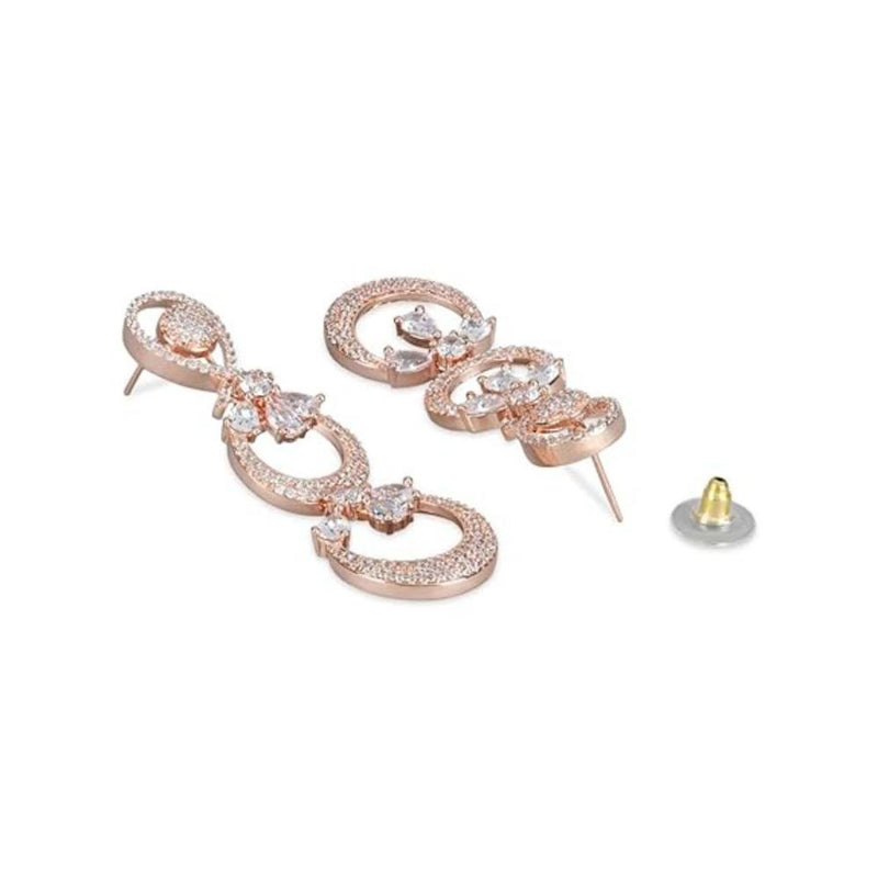 Etnico Stylish Latest Fashion Rose Gold Plated Glittering Crystal AD Stone studded Earrings for Women & Girls (E3087RG)