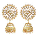 Etnico Traditional Gold Plated With Stunning Antique Finish Kundan & Pearl Jhumka Earrings for Women/Girls (E3091W)