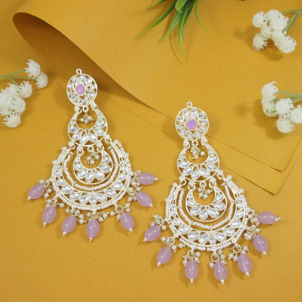 Etnico Gold Plated Traditional Kundan & Pearl Chandbali Earrings For Women (E3093Pu)