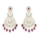 Etnico Gold Plated Traditional Kundan & Pearl Chandbali Earrings For Women (E3093Wi)