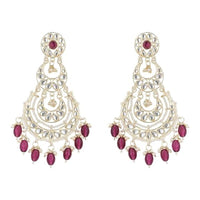 Etnico Gold Plated Traditional Kundan & Pearl Chandbali Earrings For Women (E3093Wi)
