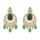 Etnico Gold Plated Traditional Kundan Pearl Stone Chandbali Earrings For Women/Girls (Green)