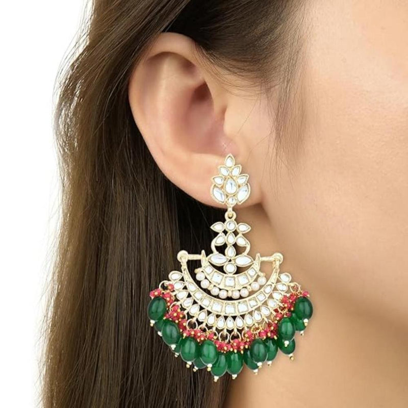 Etnico Gold Plated Traditional Kundan Pearl Chandbali Earrings For Women And Girls (E3102G)