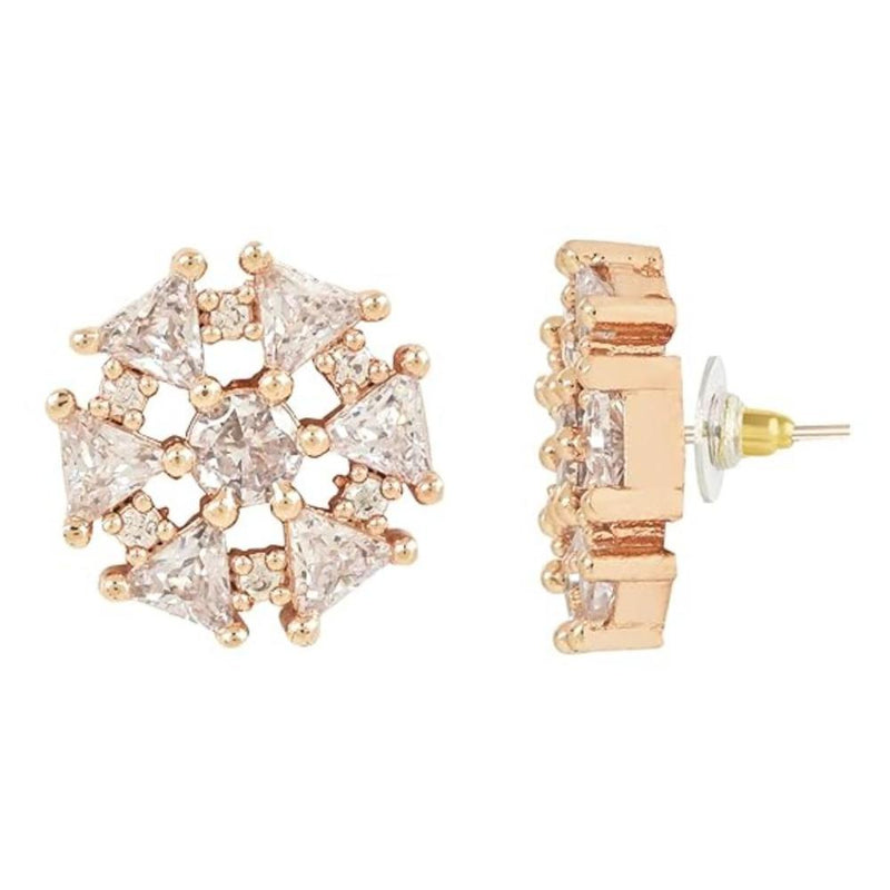 Etnico Stylish Latest Fashion Rose Gold Plated CZ and American Diamond Fashionable Look Stud Earrings For Women/Girls (E3107RG)