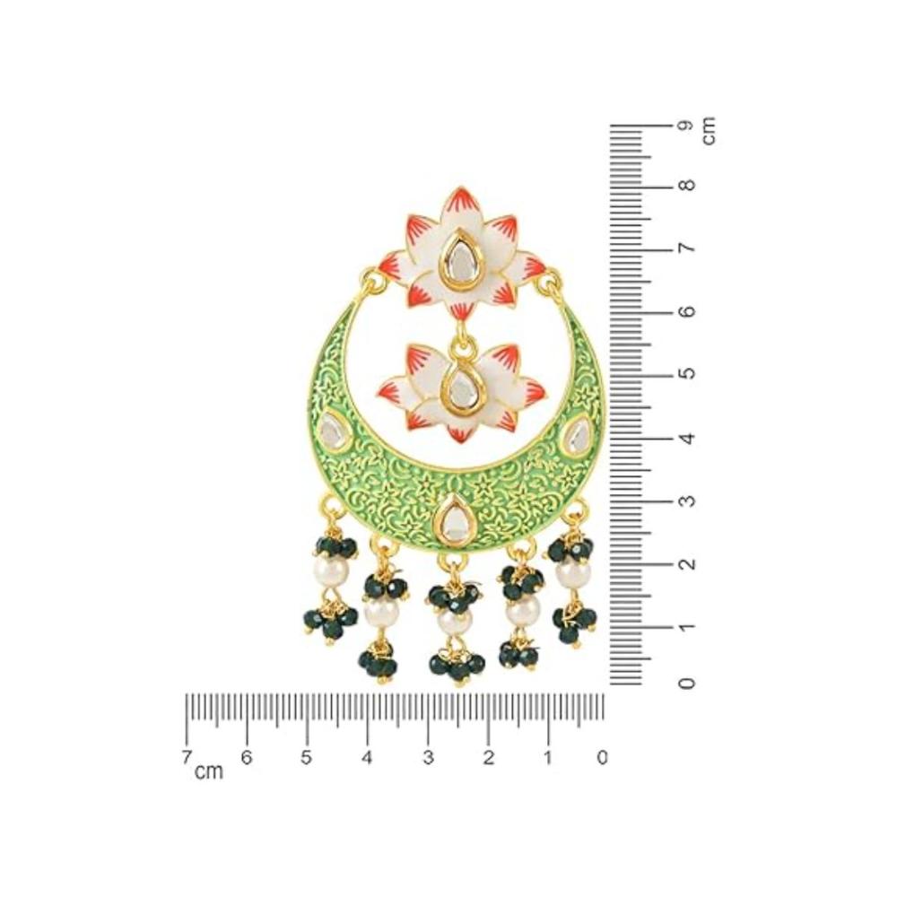 Etnico Gold Plated Traditional Handcrafted Meenakari Pearl Kundan Beaded Chandbali Earring For Women & Gilrs (E3134Min)