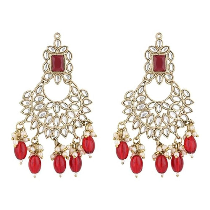 Etnico Gold Plated Traditional Kundan & Pearl Chandbali Earrings For Women (E3154M)