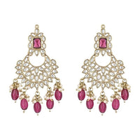 Etnico Gold Plated Traditional Kundan & Pearl Chandbali Earrings For Women (E3154Wi)