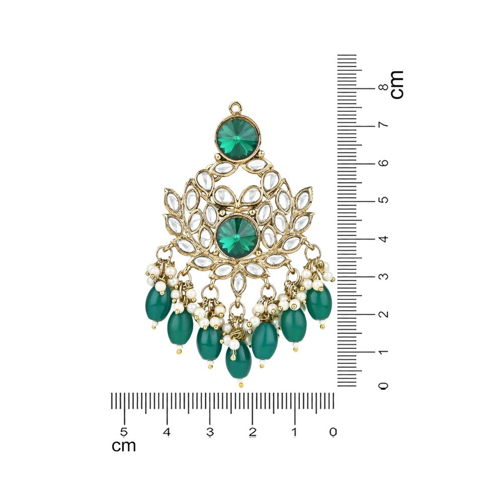 Etnico Gold Plated Traditional Kundans & Pearls Chandbali Earrings For Women (E3155G)