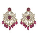Etnico Gold Plated Traditional Kundan & Pearl Chandbali Earrings For Women (E3155Wi)