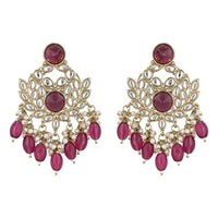 Etnico Gold Plated Traditional Kundan & Pearl Chandbali Earrings For Women (E3155Wi)