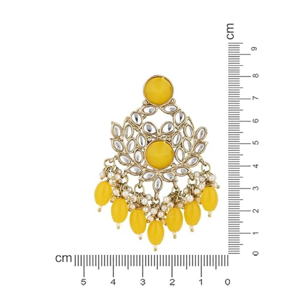 Etnico Gold Plated Traditional Kundan & Pearl Chandbali Earrings For Women (E3155Y)