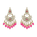 Etnico Gold Plated Traditional Kundans & Pearls Chandbali Earrings For Women (E3156Q)