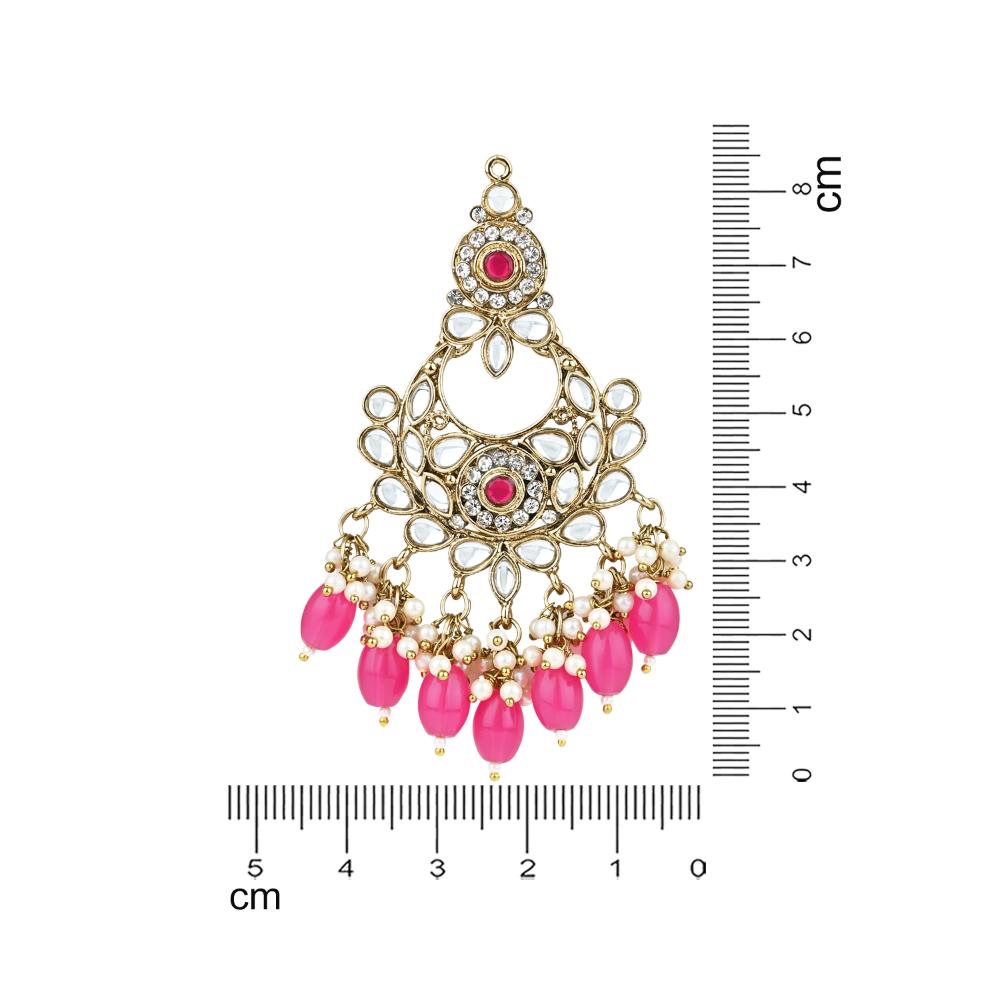 Etnico Gold Plated Traditional Kundans & Pearls Chandbali Earrings For Women (E3156Q)