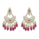 Etnico Gold Plated Traditional Kundan & Pearl Chandbali Earrings For Women (E3156Wi)