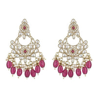Etnico Gold Plated Traditional Kundan & Pearl Chandbali Earrings For Women (E3156Wi)