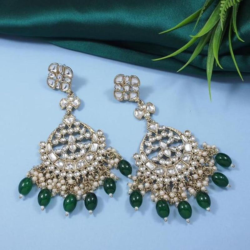 Etnico Gold Plated Traditional Kundan & Pearl Chandbali Earrings For Women (E3157G)