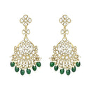 Etnico Gold Plated Traditional Kundan & Pearl Chandbali Earrings For Women (E3157G)