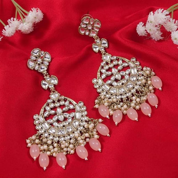 Etnico Gold Plated Traditional Kundan & Pearl Chandbali Earrings For Women (E3157Pe)