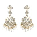 Etnico Gold Plated Traditional Kundan & Pearl Chandbali Earrings For Women (E3157W)
