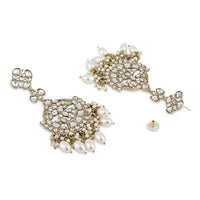 Etnico Gold Plated Traditional Kundan & Pearl Chandbali Earrings For Women (E3157W)