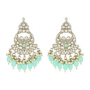 Etnico Gold Plated Traditional Meenakari Kundans & Pearls Chandbali Earrings For Women (E3158Min)