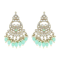 Etnico Gold Plated Traditional Meenakari Kundans & Pearls Chandbali Earrings For Women (E3158Min)