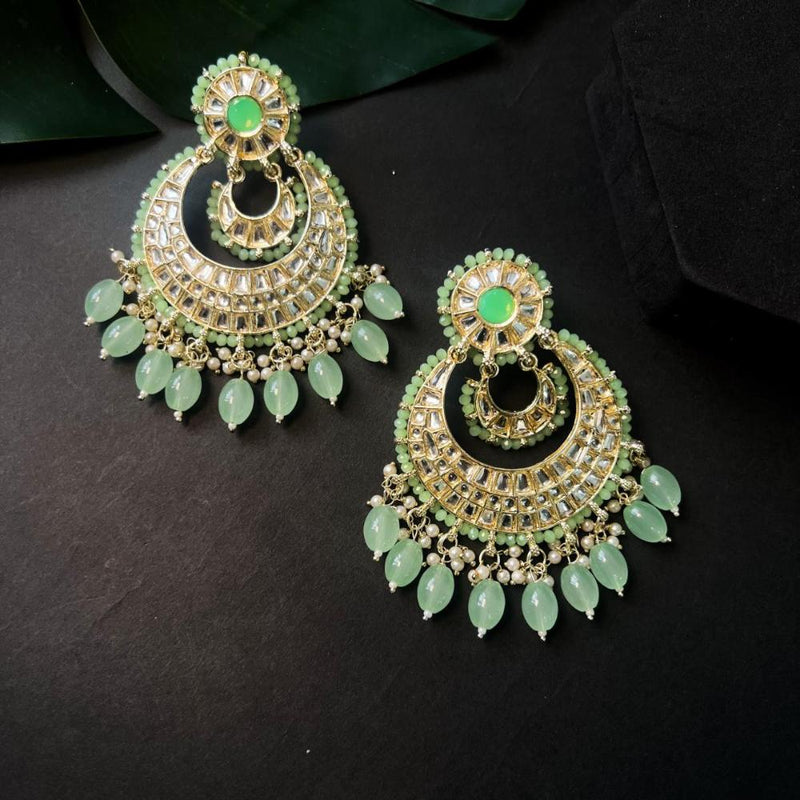 Etnico Gold Plated Traditional Kundan Pearl Chandbali Earrings For Women And Girls (E3159Min)