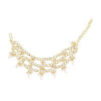 Etnico Gold Plated Traditional Kundan Pearl Drop Ear Chain for Women
