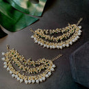 Etnico Gold Plated Traditional Multi-Layer Pearl Beaded Pair of Ear Chains for Women