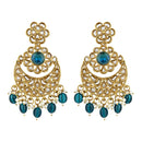 Etnico Gold Plated Traditional Handcrafted Kundan Pearl Floral Design Earrings For Women/Girls