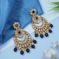 Etnico Gold Plated Traditional Handcrafted Kundan Pearl Floral Design Earrings For Women/Girls