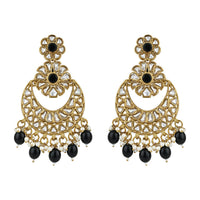 Etnico Gold Plated Traditional Handcrafted Kundan Pearl Floral Design Earrings For Women/Girls