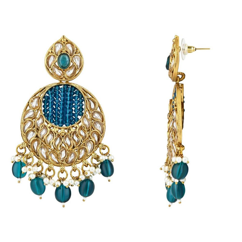 Etnico Gold Plated Traditional Handcrafted Kundan Pearl Chandbali Earrings For Women (E3176PG)