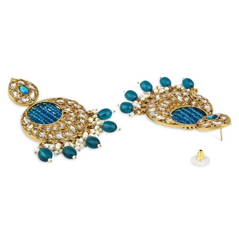 Etnico Gold Plated Traditional Handcrafted Kundan Pearl Chandbali Earrings For Women (E3176PG)