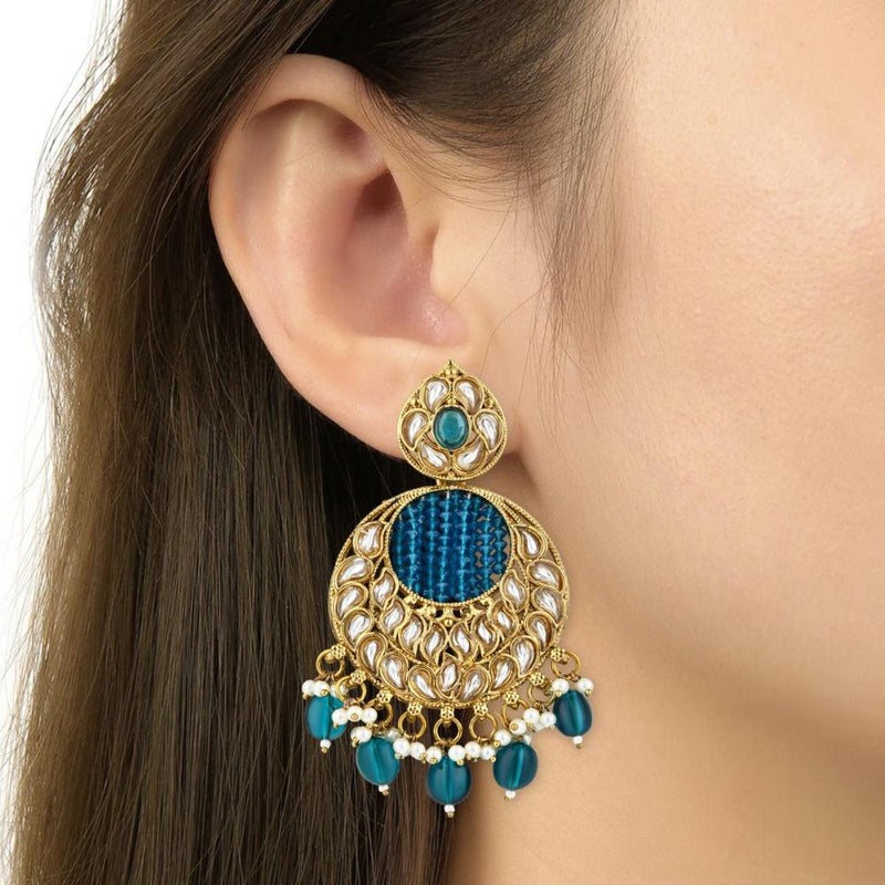 Etnico Gold Plated Traditional Handcrafted Kundan Pearl Chandbali Earrings For Women (E3176PG)