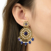 Etnico Gold Plated Traditional Handcrafted Kundan Pearl Floral Design Earrings For Women/Girls