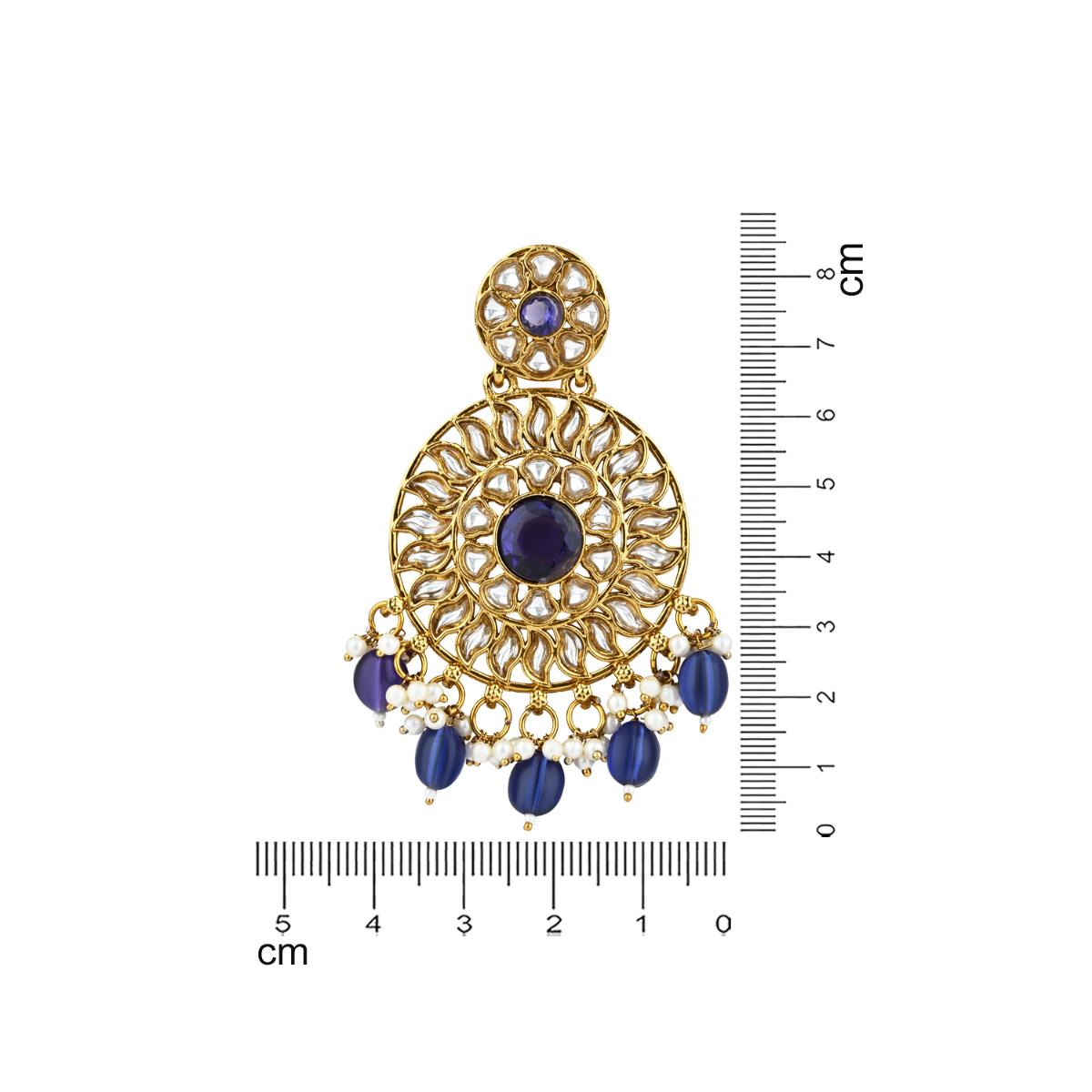 Etnico Gold Plated Traditional Handcrafted Kundan Pearl Floral Design Earrings For Women/Girls