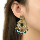 Etnico Gold Plated Traditional Handcrafted Kundan Pearl Floral Design Earrings For Women/Girls