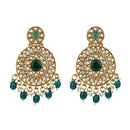 Etnico Gold Plated Traditional Handcrafted Kundan Pearl Floral Design Earrings For Women/Girls