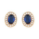 Etnico Stylish Latest Fashion Rose Gold Plated CZ American Diamond Oval Shape Stud Earrings for Women (Blue)