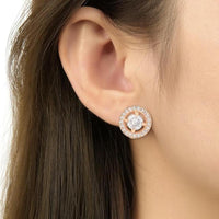 Etnico Special Stylish Latest Fashion Rose Gold Plated Cubic Zirconia Round Shape Stud Earrings For Women/Girls
