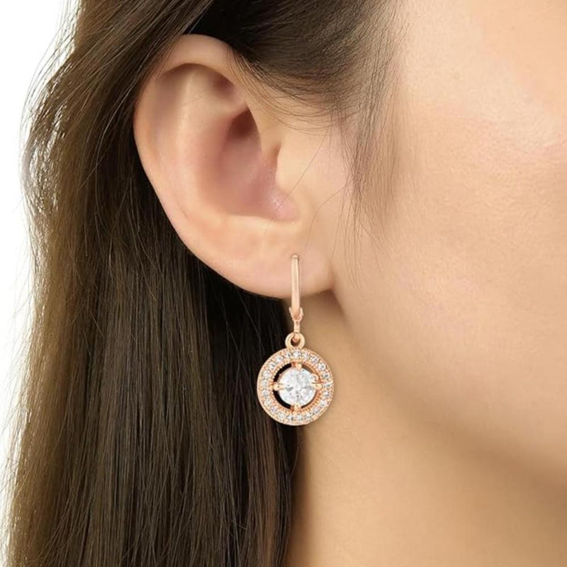 Etnico Stylish Latest Fashion Rose Gold Plated Dangle Hoop Earrings For Women (E3182RG)