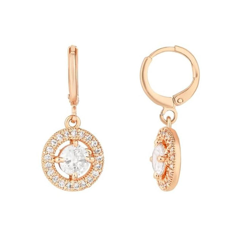 Etnico Stylish Latest Fashion Rose Gold Plated Dangle Hoop Earrings For Women (E3182RG)