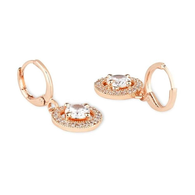 Etnico Stylish Latest Fashion Rose Gold Plated Dangle Hoop Earrings For Women (E3182RG)