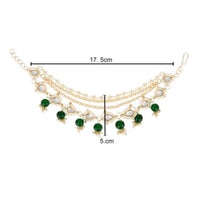 Etnico Gold Plated Traditional Layered Pearl Beaded Ear Chain with Stone Drops for Women